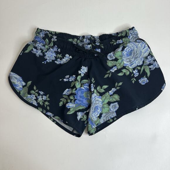 Albion Fit Sprinter Short Womens Medium Black Blue Floral Athleisure - Picture 1 of 8